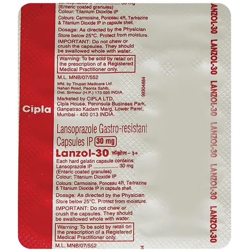 lanzol 30mg capsule 10's